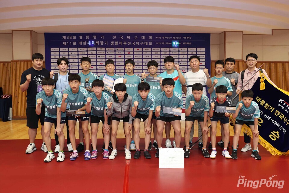 ▲ U-16 남자 단체전 우승 대전동산중학교.