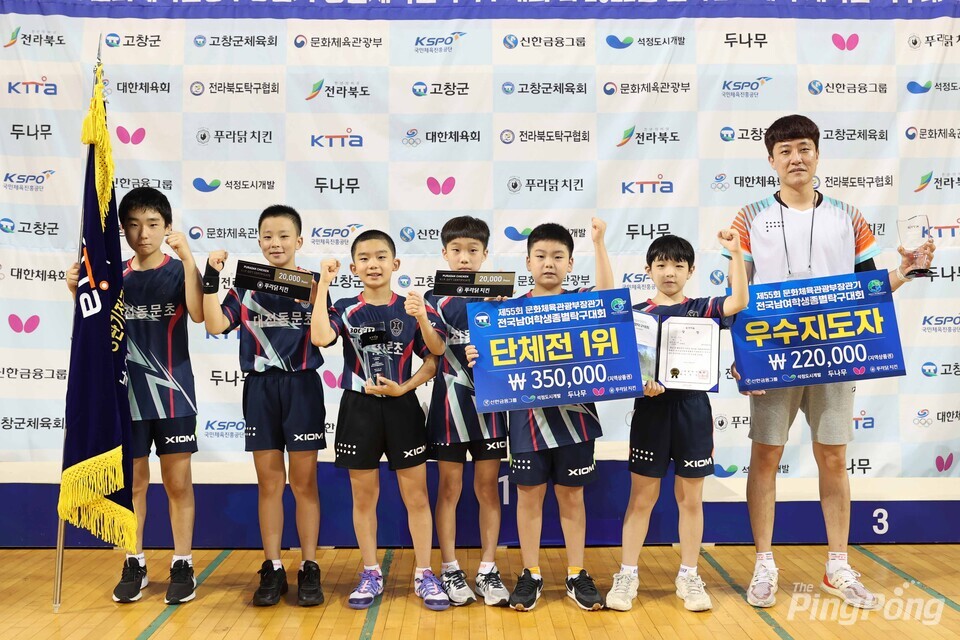 ▲ 대전동문초등학교가 문체부 학생종별탁구대회 남자초등부 단체전을 우승했다.