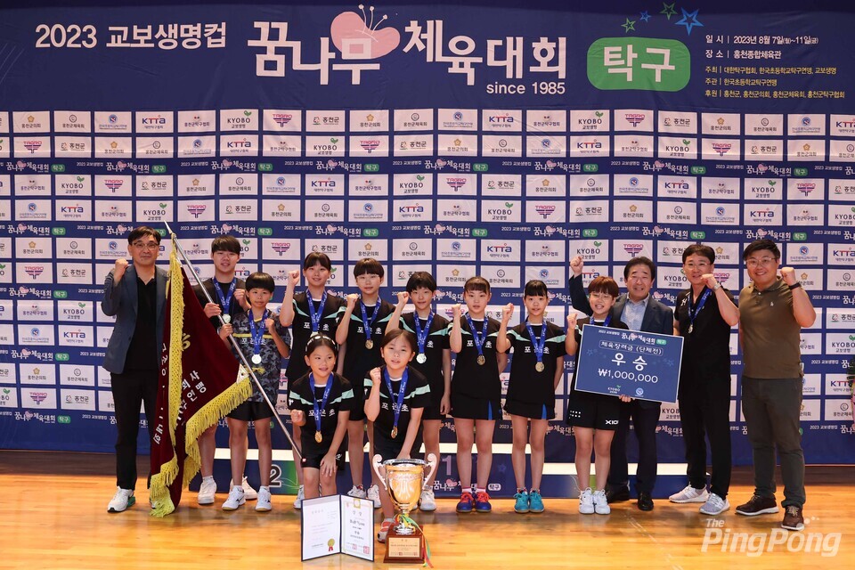 ▲ 여자단체전 우승 영천포은초등학교.