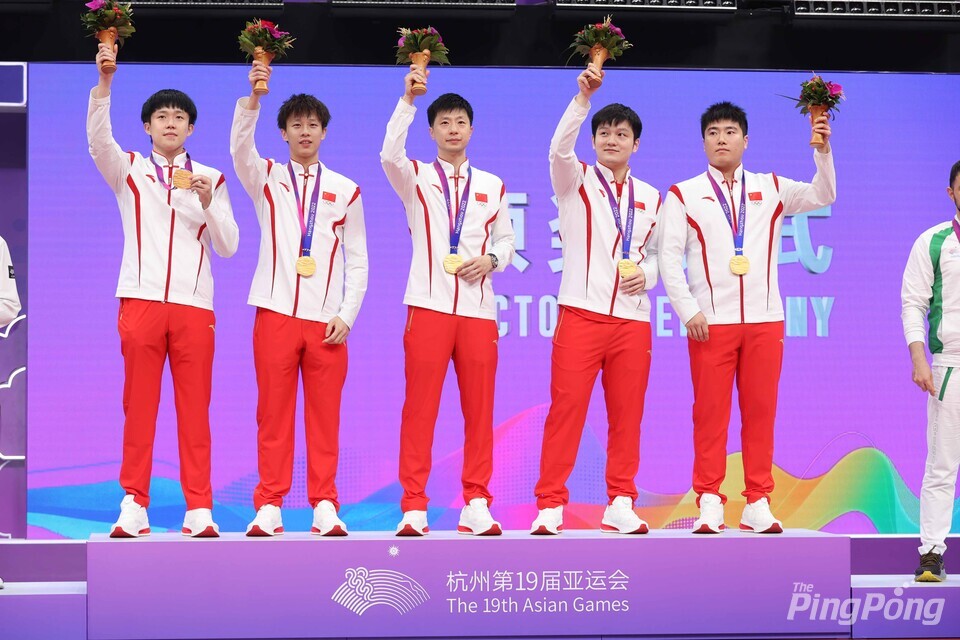 ▲ (항저우=안성호 기자) 중국 남자탁구가 아시안게임 단체전 8회 연속 금메달을 따냈다.
