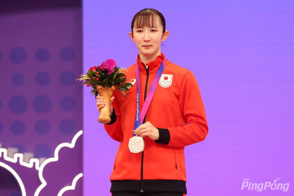 ▲ 여자단식 은메달 하야타 히나(일본).