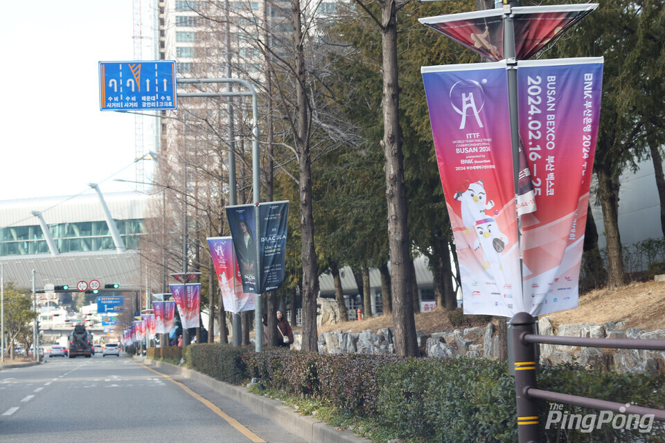 ▲ 부산시내 주요도로에는 오래 전부터 세계탁구선수권대회 개최를 알리는 배너가 나부꼈다. 사진제공 조직위.