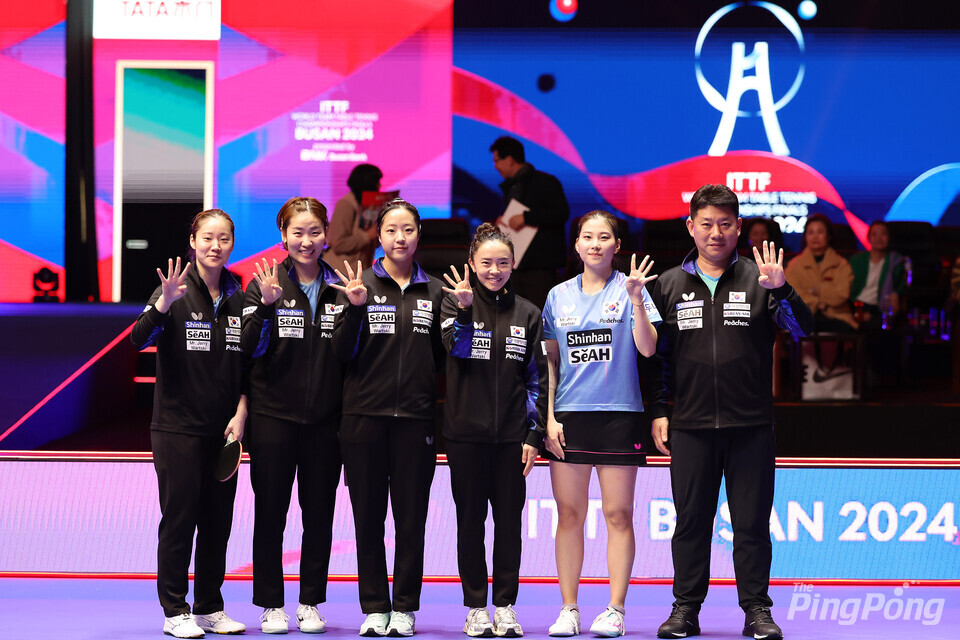 ▲ (월간탁구/더핑퐁=안성호 기자) 한국 여자대표팀이 예선 4연승으로 본선을 향했다.